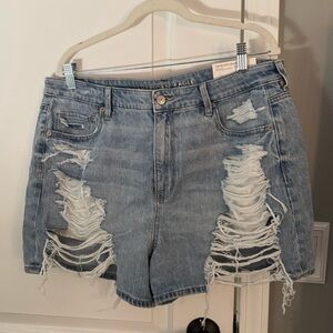 American Eagle Outfitters Blue Distressed Jean Shorts